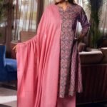 Champagne Blush Pink Jaipuri Hand Block Print Suit