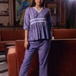 Lilac Jaipuri Hand Block Print Resort Coord Set
