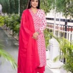 Magenta Jaipuri Hand Block Print Angarakha Sharara Suit