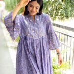 Lilac Jaipuri Hand Block Print Summer Dress